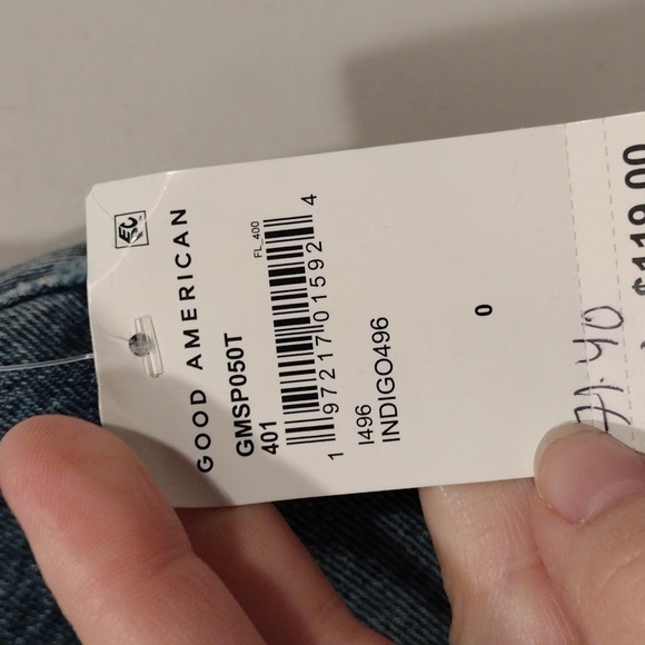 NWT Good American Indigo Distressed Frayed Hem Denim Mini Skirt Sz 0/25-Grunge - Picture 2 of 7